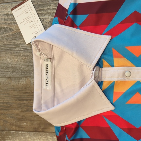 RANCH DRESS'N Fallon Taylor "Atoka" white/blue Performance rodeo shirt sz L NWT - Picture 8 of 11